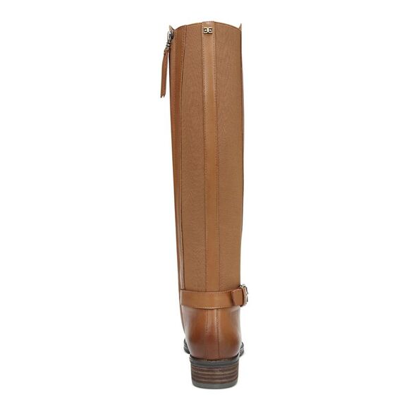 NWT SAM EDELMAN Womens Brown Stretch Paxten Round Toe Leather Riding Boot 5 M - Picture 3 of 5